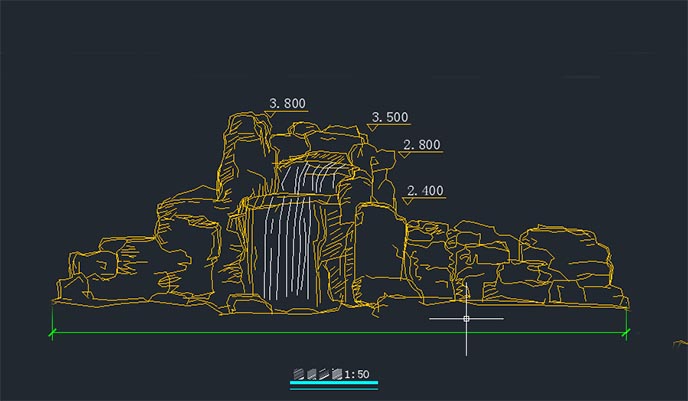 塑石假山cad施工图、效果图免费下载－北京淡水河谷