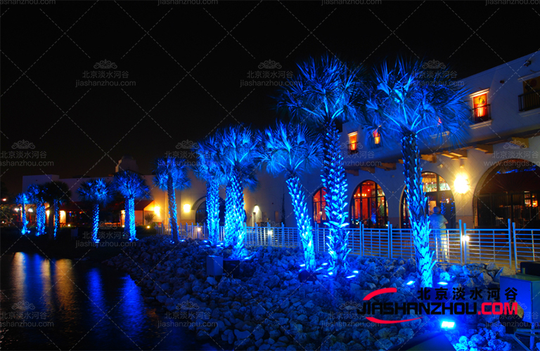 发光仿真树椰子树白天漂亮晚上更能提供绝美的视觉效果