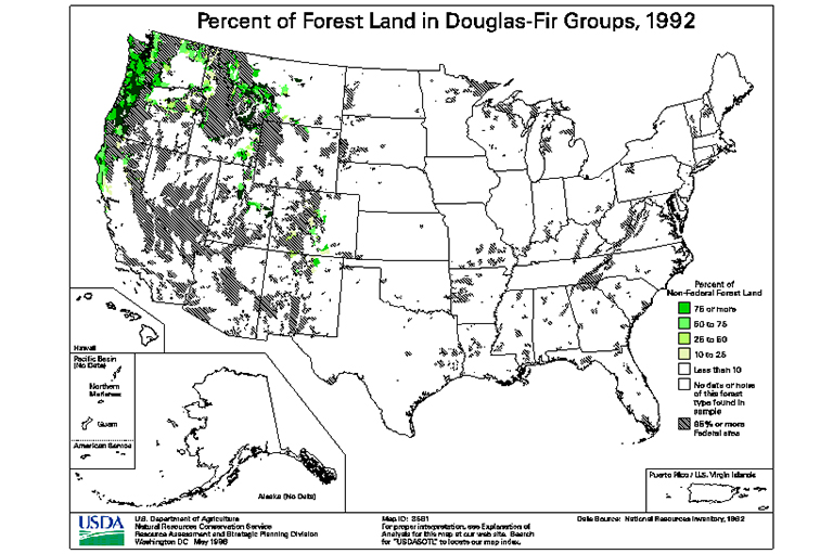 道格拉斯冷杉森林类型地图