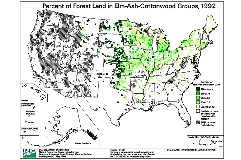 Elm-Ash-Cottonwood类型的地图