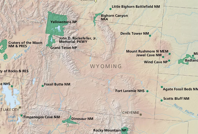 怀俄明州国家公园地图