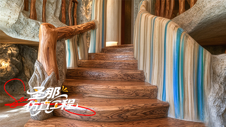 水泥仿木楼梯
