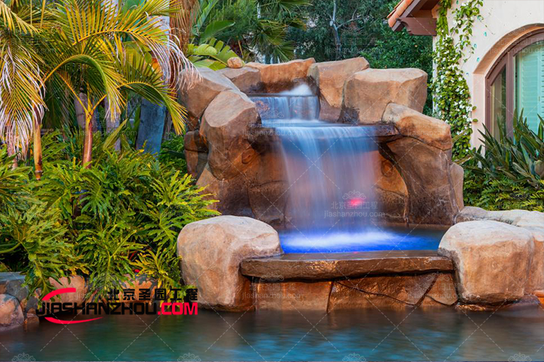 江苏生态庭院塑石假山设计 巧借自然和谐共生