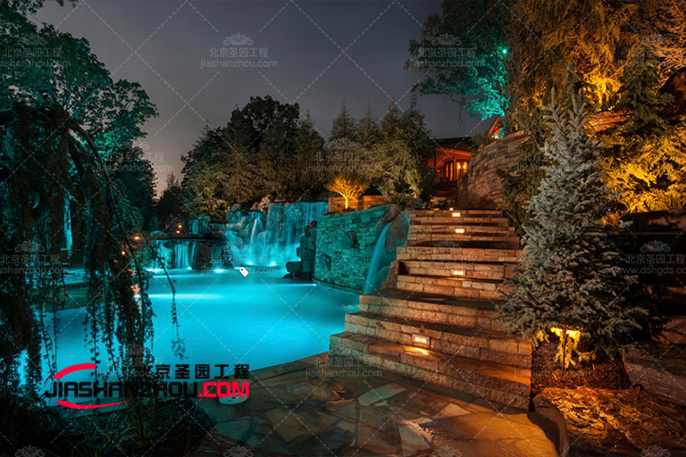 哈尔滨水泥假山造景 大型别墅水泥假山项目应用案例图