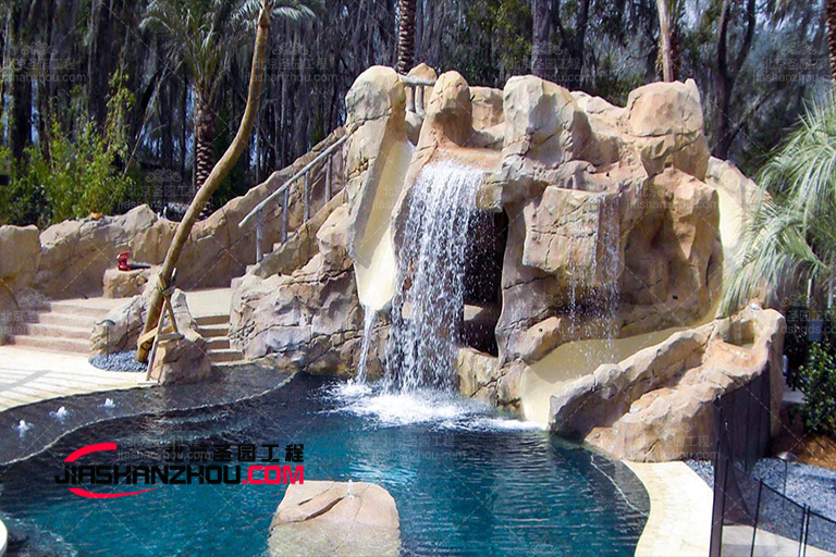 浙江水泥假山布局的内部即使在喝茶时也越加接近自然