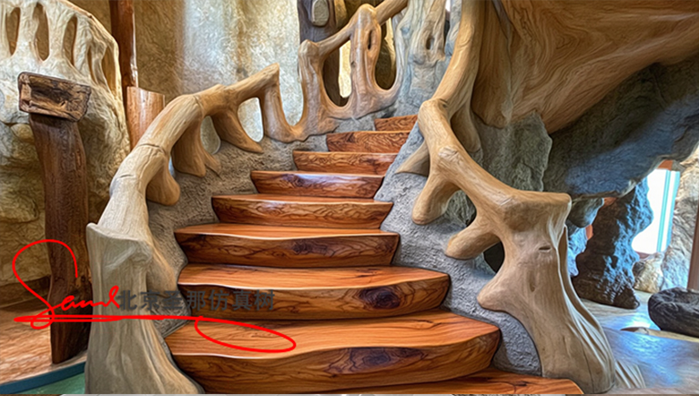 广东环保型水泥仿木楼梯外观美观质量上乘强度很高