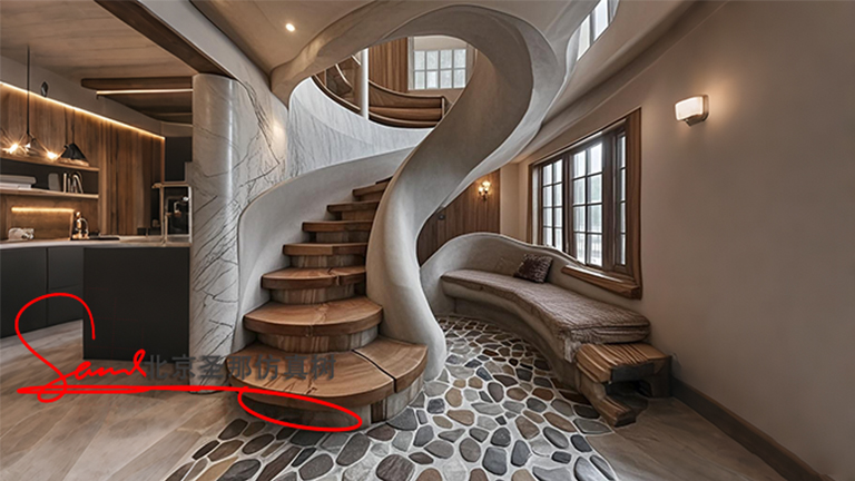 水泥仿木楼梯