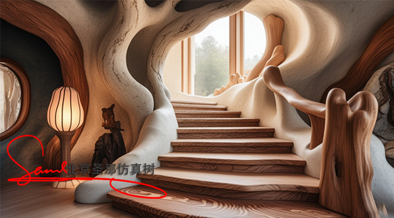 水泥仿木楼梯