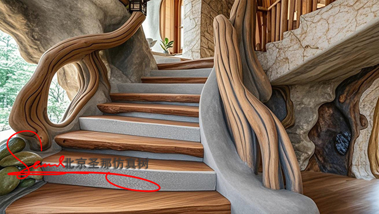 水泥仿木楼梯