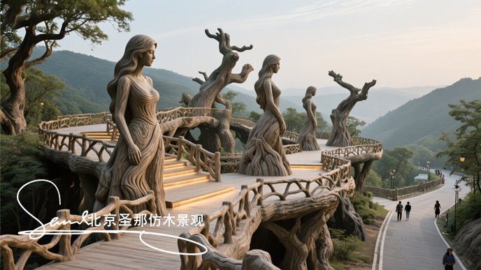 水泥仿木观景台