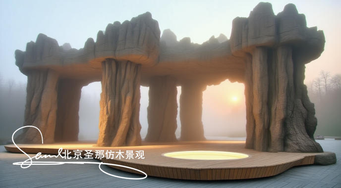 水泥仿木观光台