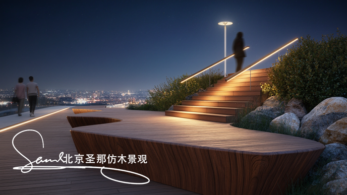 水泥仿木观光台