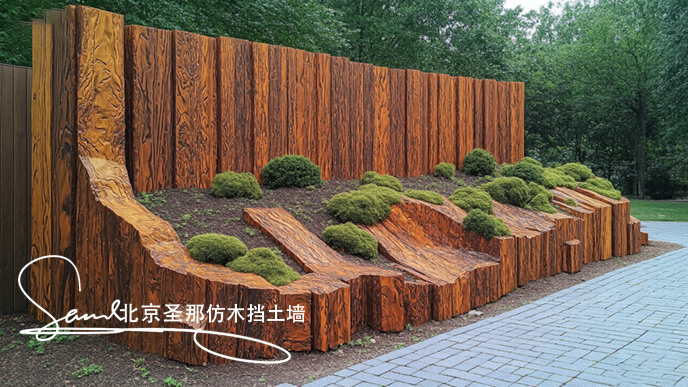 水泥仿木挡土墙