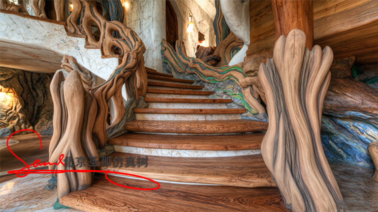 水泥仿木楼梯.jpg 水泥仿木楼梯