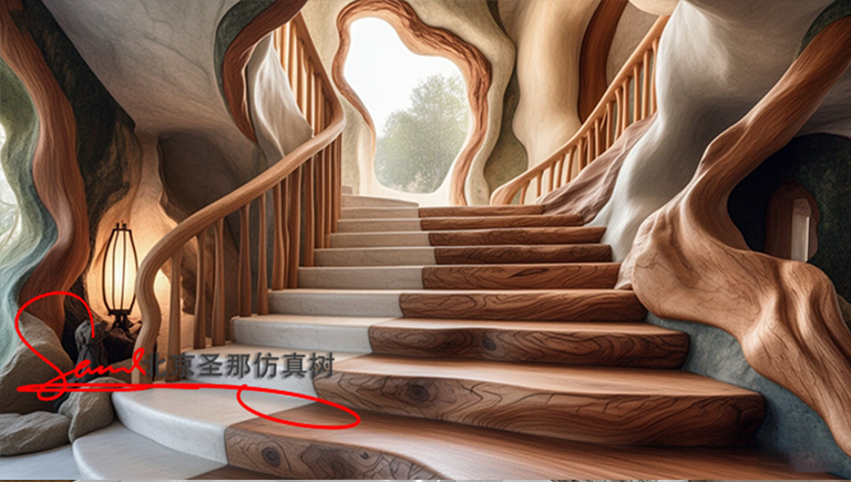 水泥仿木楼梯.jpg 水泥仿木楼梯