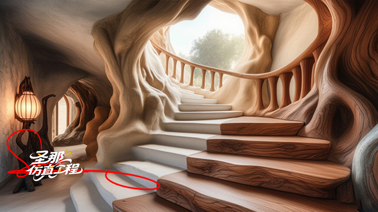 水泥仿木楼梯