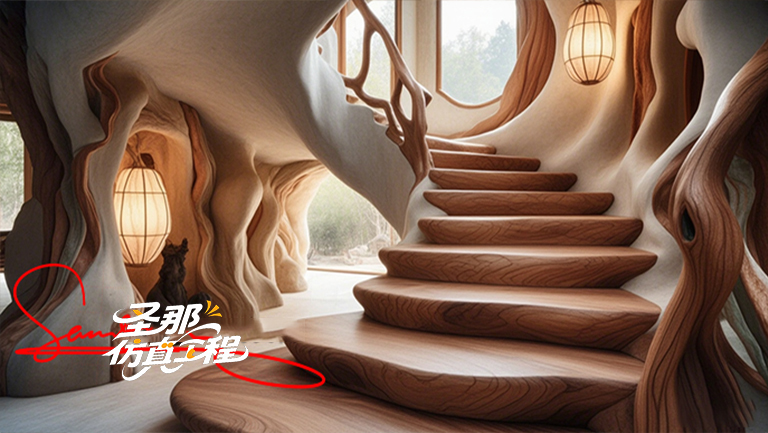 水泥仿木楼梯