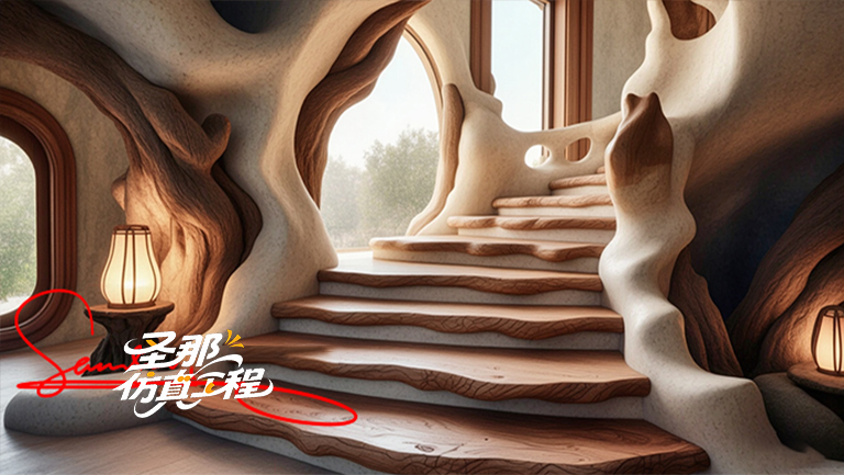 水泥仿木楼梯.jpg 水泥仿木楼梯