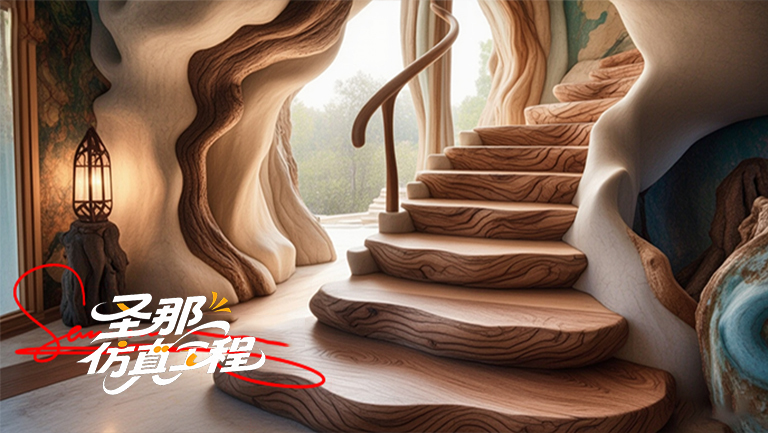 水泥仿木楼梯