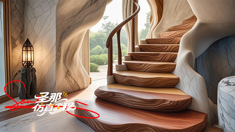 水泥仿木楼梯