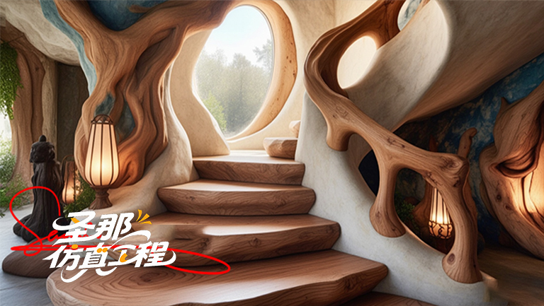 水泥仿木楼梯