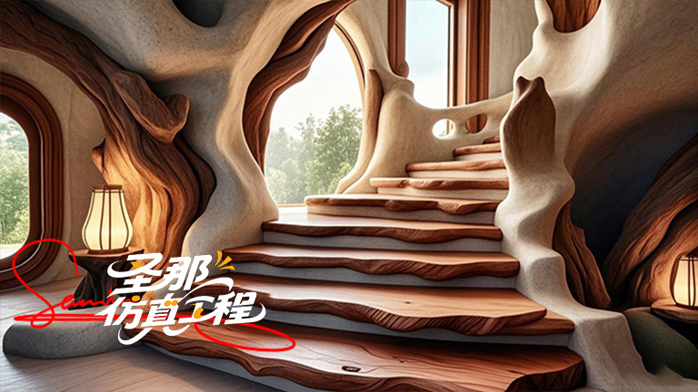 水泥仿木楼梯.jpg 水泥仿木楼梯