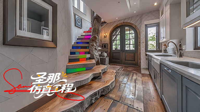 水泥仿木楼梯